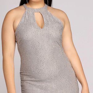 Keyhole Sleeveless SILVER FORMAL DRESS 1 X